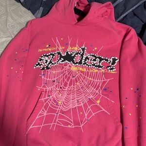 Sp5der Magenta V2 Graphic Print Fleece Pullover Hoodie Long Sleeve Men’s Medium